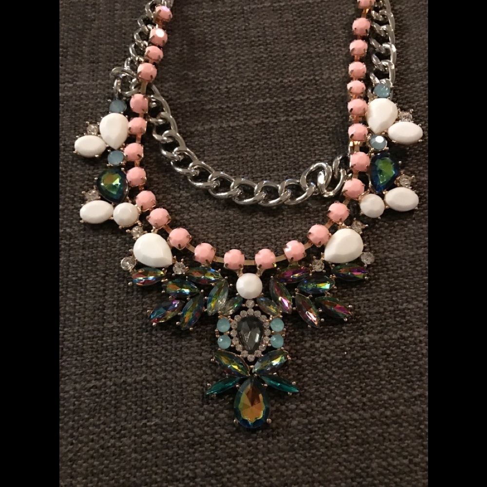 Rhinestone multi colored Statement necklace
